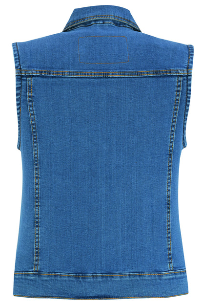 DM943  Women's Blue Denim Snap Front Vest