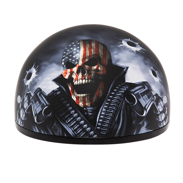 D6-CG DOT Approved Daytona Motorcycle Half Face Helmet - Skull Cap Graphics for Men & Women, Scooters, ATVs, UTVs & Choppers - W/ Come Get 'Em