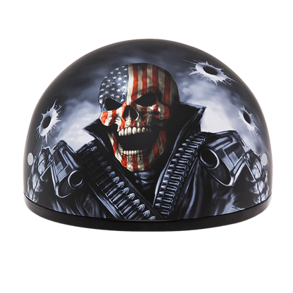 D6-CG DOT Approved Daytona Motorcycle Half Face Helmet - Skull Cap Graphics for Men & Women, Scooters, ATVs, UTVs & Choppers - W/ Come Get 'Em