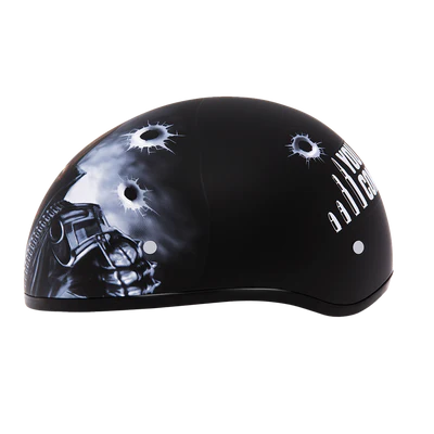 D6-CG DOT Approved Daytona Motorcycle Half Face Helmet - Skull Cap Graphics for Men & Women, Scooters, ATVs, UTVs & Choppers - W/ Come Get 'Em