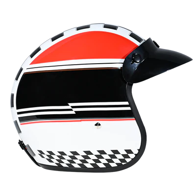 DC6-DC DOT Approved Daytona Cruiser Open Face Motorcycle Helmet - Men, Women & Youth - With Visor & Graphics - W/ Daytona Classic