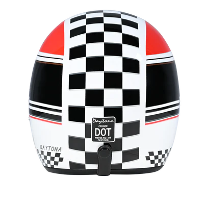 DC6-DC DOT Approved Daytona Cruiser Open Face Motorcycle Helmet - Men, Women & Youth - With Visor & Graphics - W/ Daytona Classic