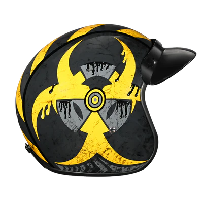 DC6-TOX DOT Approved Daytona Cruiser Open Face Motorcycle Helmet - Men, Women & Youth - With Visor & Graphics - W/ Toxic