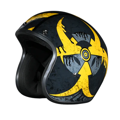 DC6-TOX DOT Approved Daytona Cruiser Open Face Motorcycle Helmet - Men, Women & Youth - With Visor & Graphics - W/ Toxic