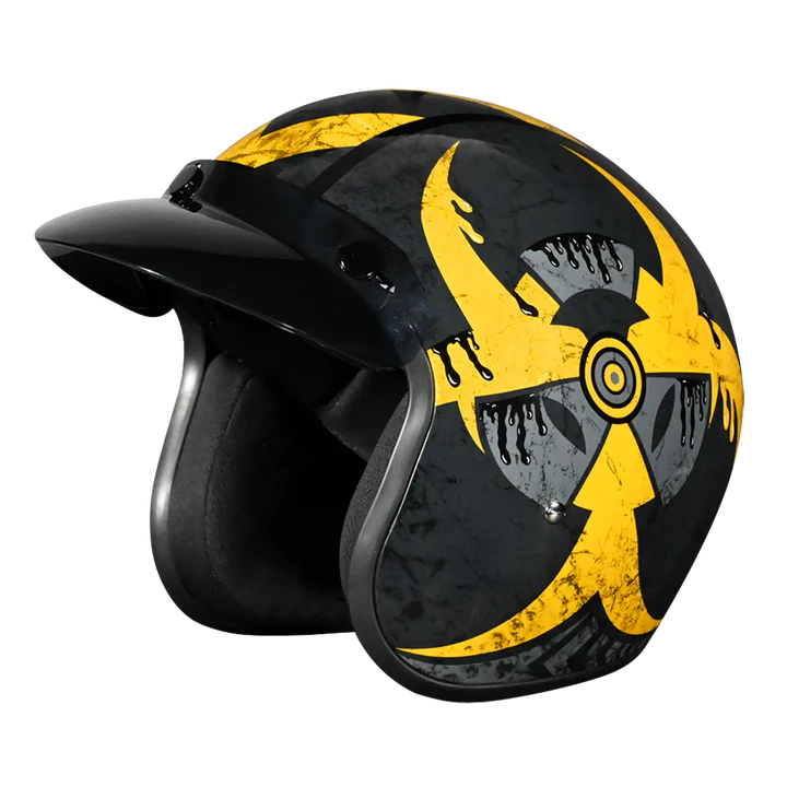 DC6-TOX DOT Approved Daytona Cruiser Open Face Motorcycle Helmet - Men, Women & Youth - With Visor & Graphics - W/ Toxic