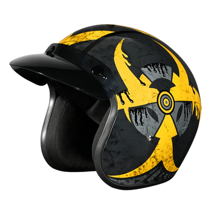 DC6-TOX DOT Approved Daytona Cruiser Open Face Motorcycle Helmet - Men, Women & Youth - With Visor & Graphics - W/ Toxic