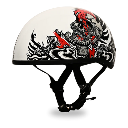 D6-RR DOT Approved Daytona Motorcycle Half Face Helmet - Skull Cap Graphics for Men & Women, Scooters, ATVs, UTVs & Choppers - W/ Rockin' Reaper