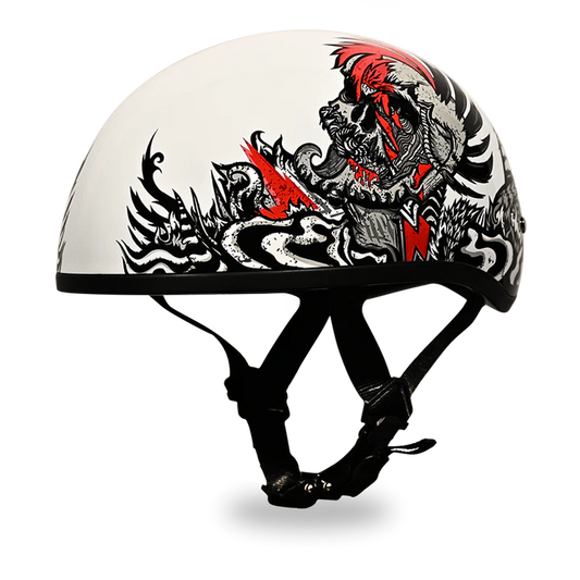 D6-RR DOT Approved Daytona Motorcycle Half Face Helmet - Skull Cap Graphics for Men & Women, Scooters, ATVs, UTVs & Choppers - W/ Rockin' Reaper