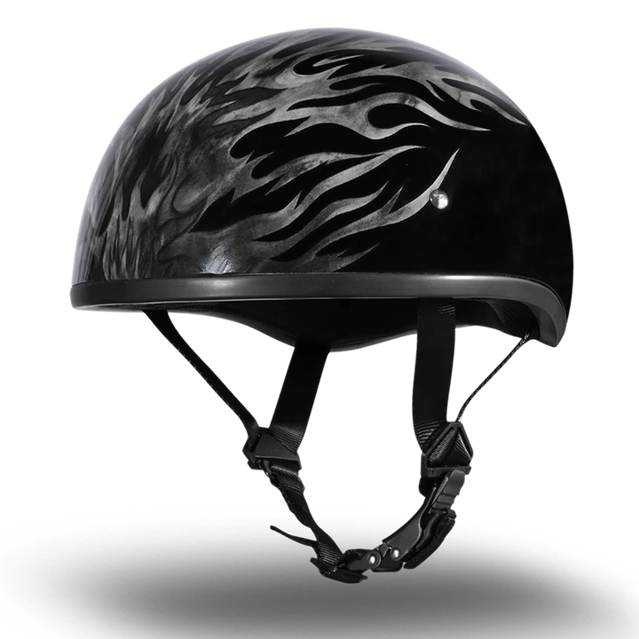 D6-IG DOT Approved Daytona Motorcycle Half Face Helmet - Skull Cap Graphics for Men & Women, Scooters, ATVs, UTVs & Choppers - W/ Ignite Grey