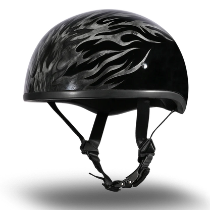 D6-IG DOT Approved Daytona Motorcycle Half Face Helmet - Skull Cap Graphics for Men & Women, Scooters, ATVs, UTVs & Choppers - W/ Ignite Grey