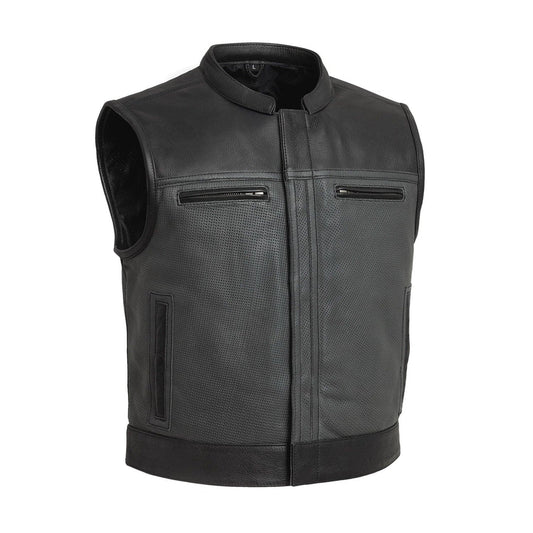 FIM650PERF-BGK-Two Tone Lowrider Perforated Men's Leather Vest