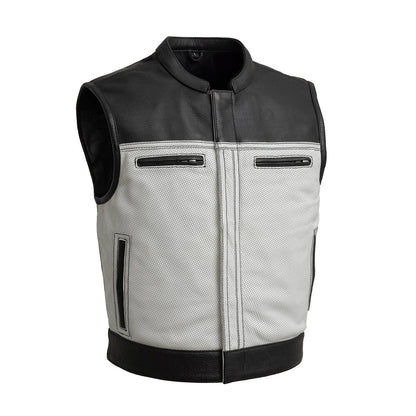 FIM650PERF-WHT-Two Tone Lowrider Perforated Men's Leather Vest