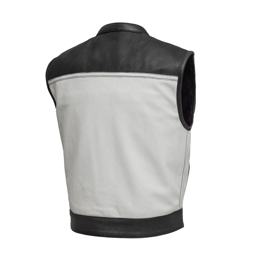 FIM650PERF-WHT-Two Tone Lowrider Perforated Men's Leather Vest