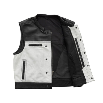 FIM650PERF-WHT-Two Tone Lowrider Perforated Men's Leather Vest