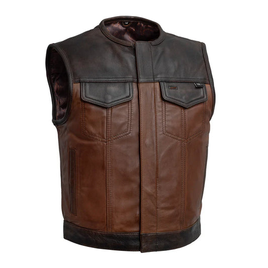 FIM659LTH-CCG-Lowside Gunner Men's Motorcycle Leather Vest