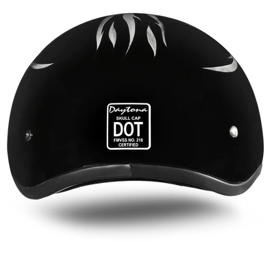 D6-IG DOT Approved Daytona Motorcycle Half Face Helmet - Skull Cap Graphics for Men & Women, Scooters, ATVs, UTVs & Choppers - W/ Ignite Grey