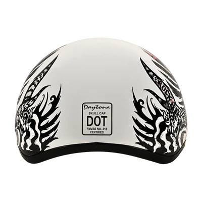 D6-RR DOT Approved Daytona Motorcycle Half Face Helmet - Skull Cap Graphics for Men & Women, Scooters, ATVs, UTVs & Choppers - W/ Rockin' Reaper