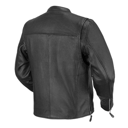 FMM202FBZ-BLK-Ace Men's Leather Motorcycle Jacket