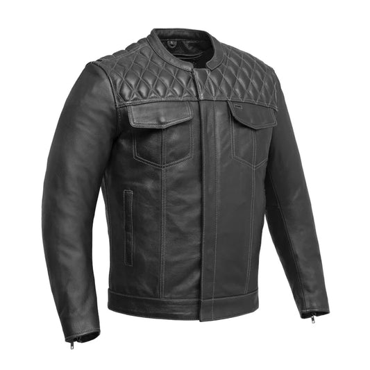 CUS264CDMZ-BKG-Cinder Men's Cafe Style Leather Jacket