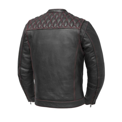 CUS264CDMZ-BLKRD-Cinder Men's Cafe Style Leather Jacket