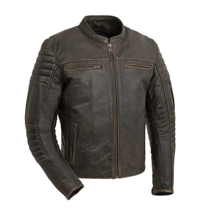 FIM277CVZ-BRN-Commuter Men's Motorcycle Leather Jacket