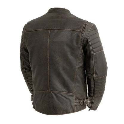 FIM277CVZ-BRN-Commuter Men's Motorcycle Leather Jacket