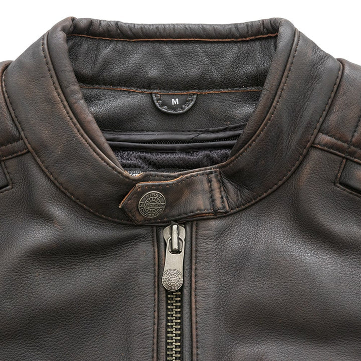 FIM256CDMZ-BRNB-Crusader Men's Motorcycle Leather Jacket