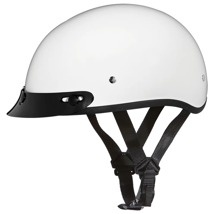 D1-C DOT Approved Daytona Skull Cap Half Shell Motorcycle Helmet - Beanie Style for Motorcycles, Cruisers, Scooters, and Mopeds - Hi-Gloss White