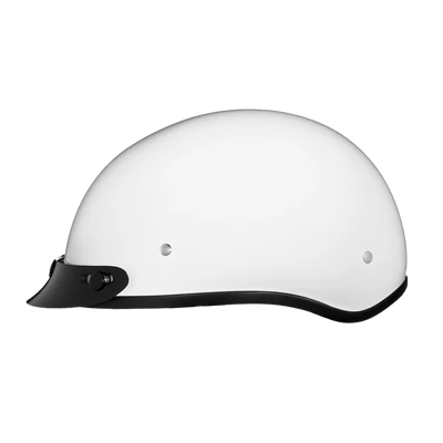 D1-C DOT Approved Daytona Skull Cap Half Shell Motorcycle Helmet - Beanie Style for Motorcycles, Cruisers, Scooters, and Mopeds - Hi-Gloss White