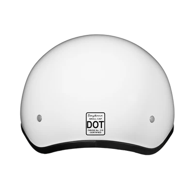 D1-C DOT Approved Daytona Skull Cap Half Shell Motorcycle Helmet - Beanie Style for Motorcycles, Cruisers, Scooters, and Mopeds - Hi-Gloss White