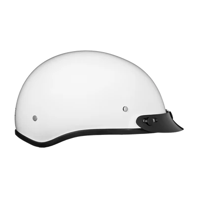 D1-C DOT Approved Daytona Skull Cap Half Shell Motorcycle Helmet - Beanie Style for Motorcycles, Cruisers, Scooters, and Mopeds - Hi-Gloss White