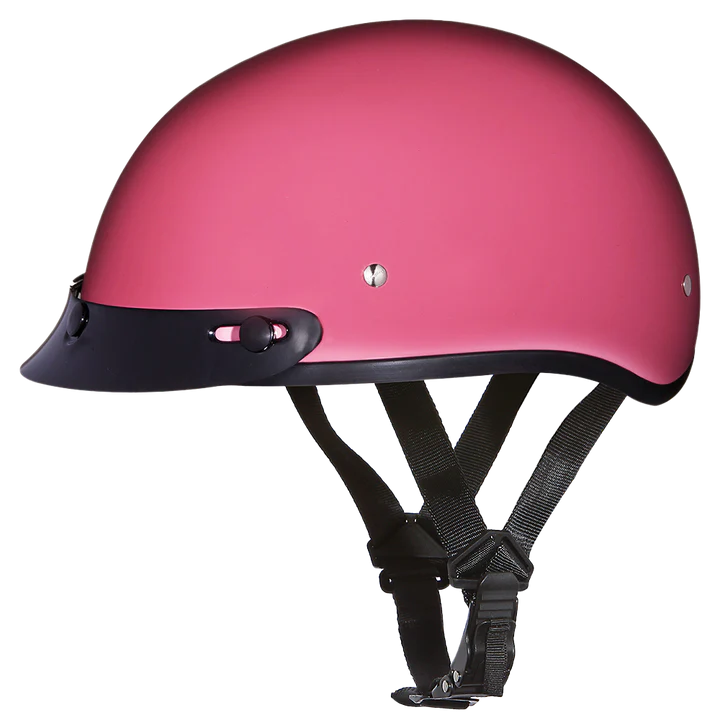 D1-D DOT Approved Daytona Skull Cap Half Shell Motorcycle Helmet - Beanie Style for Motorcycles, Cruisers, Scooters, and Mopeds - Hi-Gloss Pink