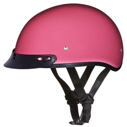 D1-D DOT Approved Daytona Skull Cap Half Shell Motorcycle Helmet - Beanie Style for Motorcycles, Cruisers, Scooters, and Mopeds - Hi-Gloss Pink