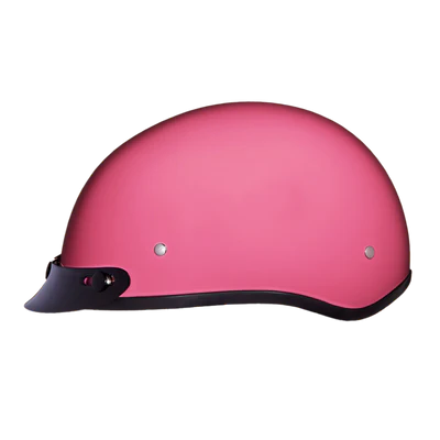 D1-D DOT Approved Daytona Skull Cap Half Shell Motorcycle Helmet - Beanie Style for Motorcycles, Cruisers, Scooters, and Mopeds - Hi-Gloss Pink