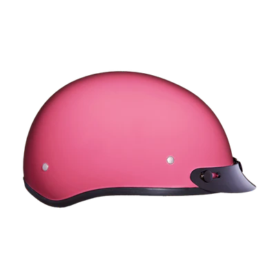 D1-D DOT Approved Daytona Skull Cap Half Shell Motorcycle Helmet - Beanie Style for Motorcycles, Cruisers, Scooters, and Mopeds - Hi-Gloss Pink