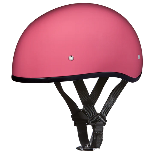 D1-DNS DOT Approved Daytona Skull Cap Half Shell Motorcycle Helmet - Beanie Style for Motorcycles, Cruisers, Scooters, and Mopeds W/O Visor- Hi-Gloss Pink