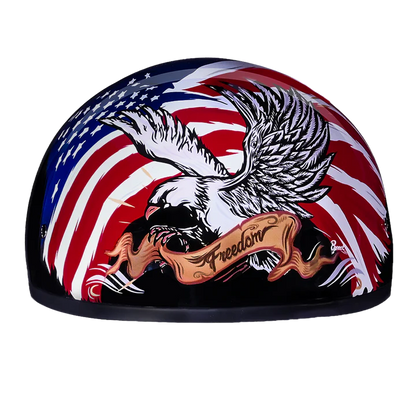 D6-FR2 DOT Approved Daytona Motorcycle Half Face Helmet - Skull Cap Graphics for Men & Women, Scooters, ATVs, UTVs & Choppers - W/ Freedom 2.0