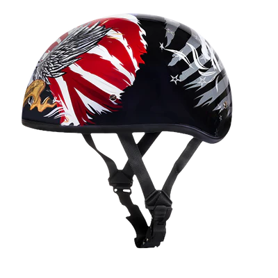 D6-FR2 DOT Approved Daytona Motorcycle Half Face Helmet - Skull Cap Graphics for Men & Women, Scooters, ATVs, UTVs & Choppers - W/ Freedom 2.0