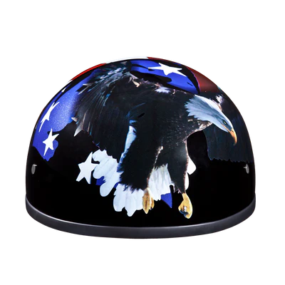 D6-FR DOT Approved Daytona Motorcycle Half Face Helmet - Skull Cap Graphics for Men & Women, Scooters, ATVs, UTVs & Choppers - W/ Freedom