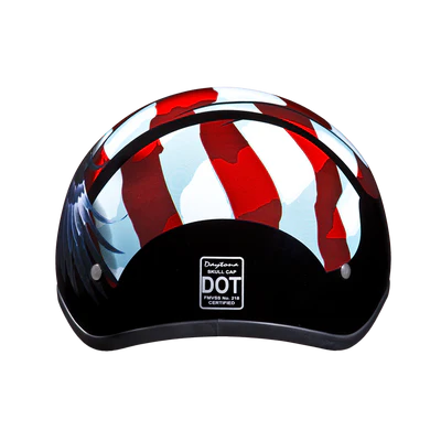 D6-FR DOT Approved Daytona Motorcycle Half Face Helmet - Skull Cap Graphics for Men & Women, Scooters, ATVs, UTVs & Choppers - W/ Freedom