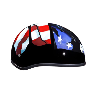 D6-FR DOT Approved Daytona Motorcycle Half Face Helmet - Skull Cap Graphics for Men & Women, Scooters, ATVs, UTVs & Choppers - W/ Freedom