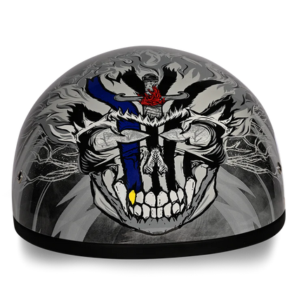 D6-TH DOT Approved Daytona Motorcycle Half Face Helmet - Skull Cap Graphics for Men & Women, Scooters, ATVs, UTVs & Choppers - W/ Thunder