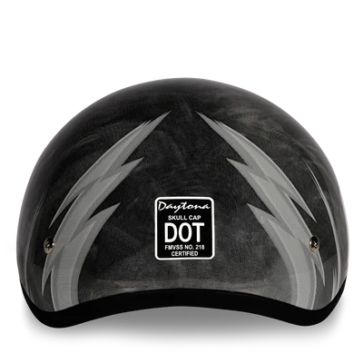 D6-TH DOT Approved Daytona Motorcycle Half Face Helmet - Skull Cap Graphics for Men & Women, Scooters, ATVs, UTVs & Choppers - W/ Thunder