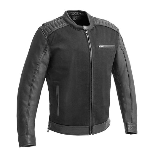 FIM260TW-BLK-Daredevil Men's Motorcycle Twill/Leather Jacket