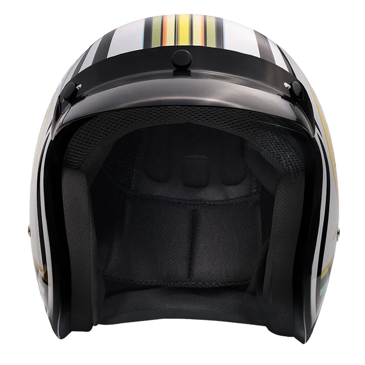 DC6-LT DOT Approved Daytona Cruiser Open Face Motorcycle Helmet - Men, Women & Youth - With Visor & Graphics - W/ Lightning