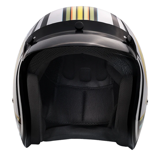 DC6-LT DOT Approved Daytona Cruiser Open Face Motorcycle Helmet - Men, Women & Youth - With Visor & Graphics - W/ Lightning