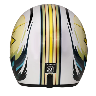 DC6-LT DOT Approved Daytona Cruiser Open Face Motorcycle Helmet - Men, Women & Youth - With Visor & Graphics - W/ Lightning