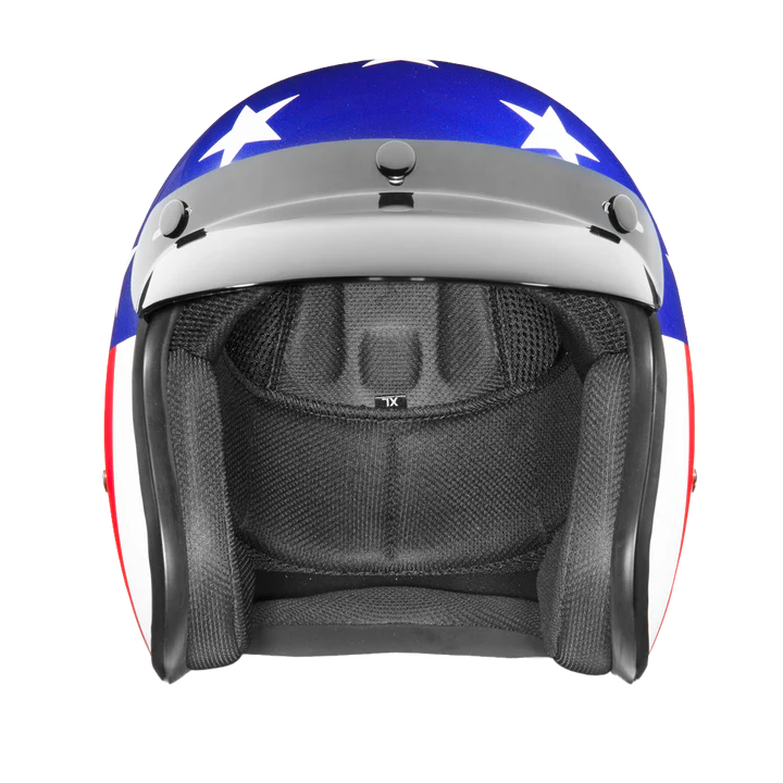 DC6-CA DOT Approved Daytona Cruiser Open Face Motorcycle Helmet - Men, Women & Youth - With Visor & Graphics - W/ Captain America