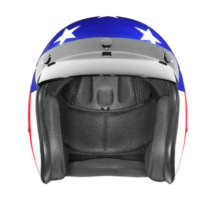 DC6-CA DOT Approved Daytona Cruiser Open Face Motorcycle Helmet - Men, Women & Youth - With Visor & Graphics - W/ Captain America