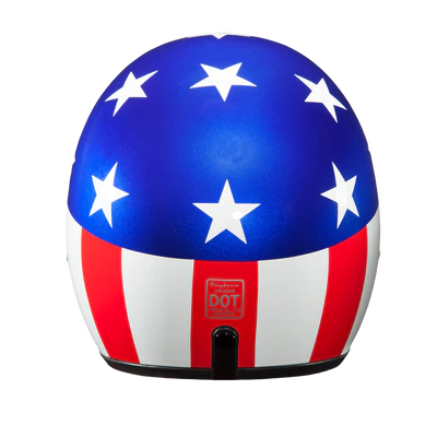 DC6-CA DOT Approved Daytona Cruiser Open Face Motorcycle Helmet - Men, Women & Youth - With Visor & Graphics - W/ Captain America